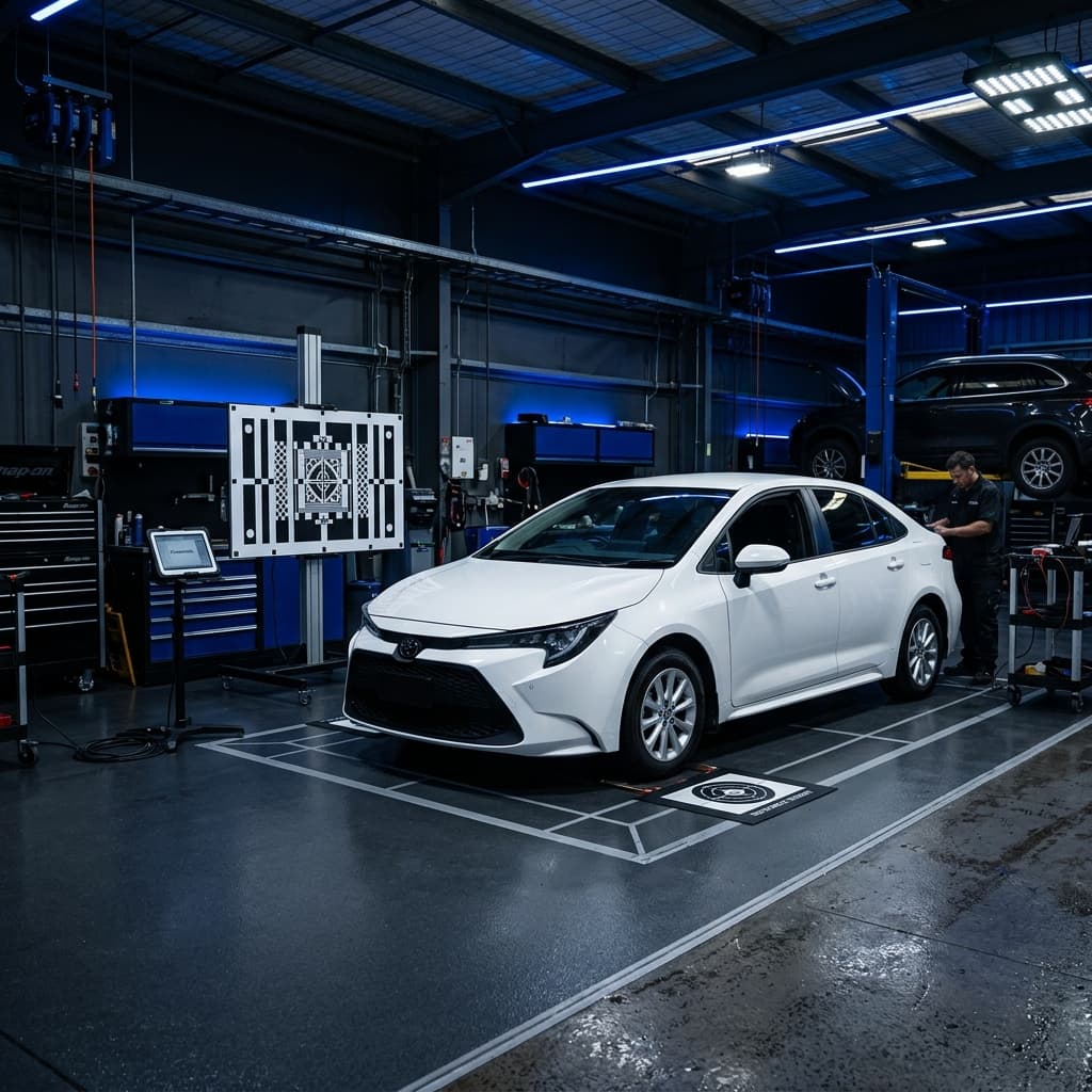 Passenger and commercial vehicle ADAS calibration in workshop